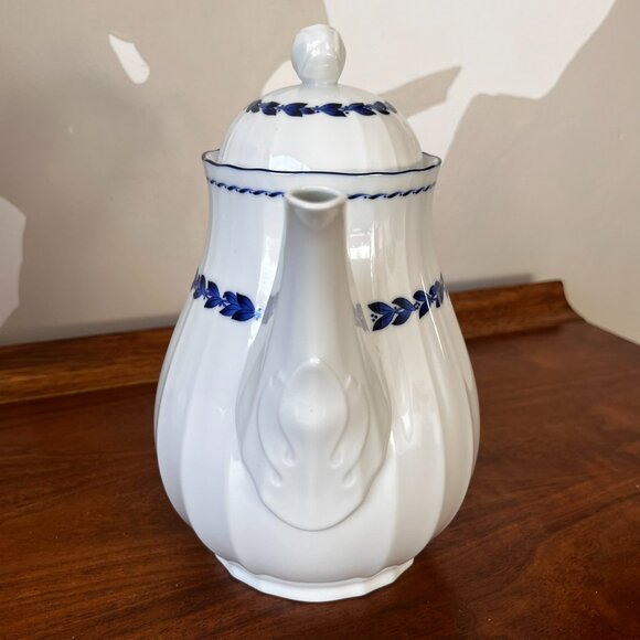 Noritake Simplicity In Blue Coffee Pot & Lid Japan Vintage '80s White Blue B132 - Picture 6 of 15